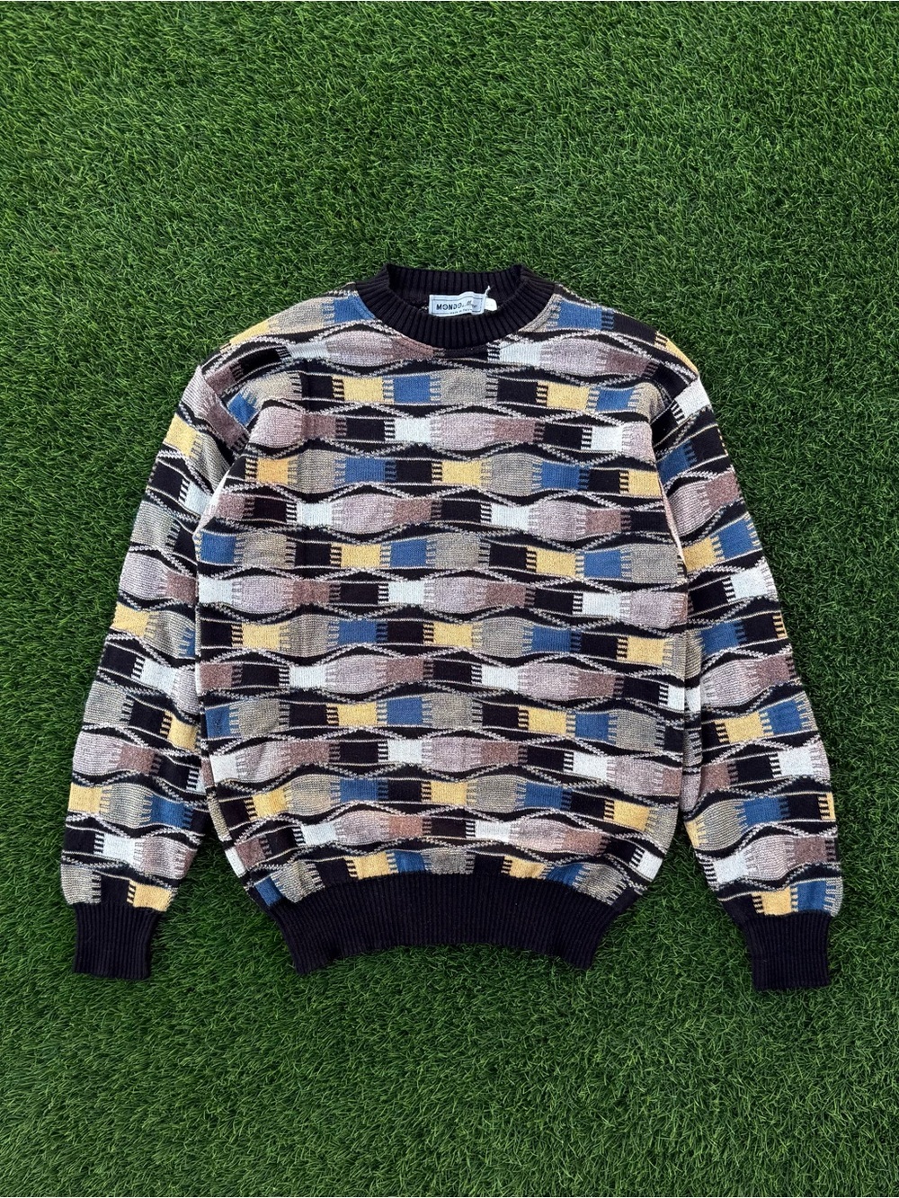Vintage 90s Mondo di Marco Sweater Knit Abstract Geometric Jumper Size Small 48